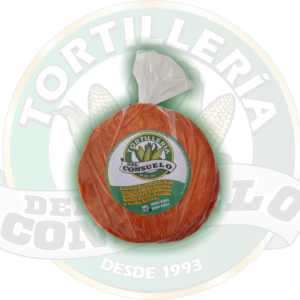 Tortilla Roja para Enchiladas en bolsa con logo de Tortillería del Consuelo